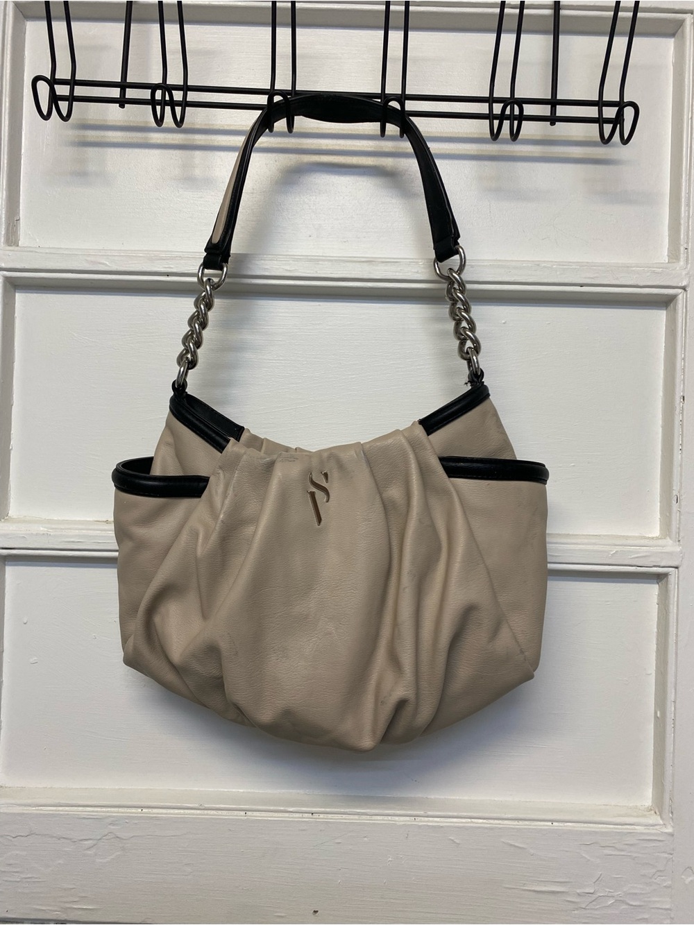 Simply Vera Vera Wang Beige women’s shoulder Hobo Bag with Chain Detail